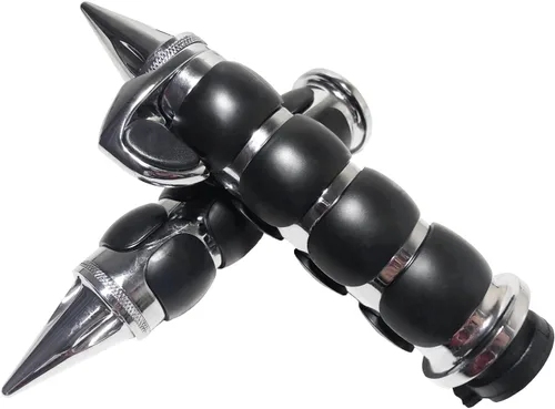 Miniatura 5 de Empuñaduras universales para manillar de motocicleta, agarre antideslizante de goma cromada, color negro, apto para la mayoría de motocicletas