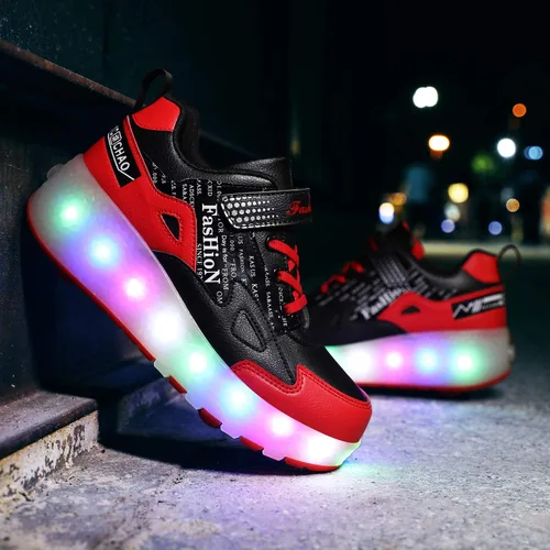 Miniatura 7 de HHSTS Zapatos para niños – Nuevos mejorados con ruedas zapatos de luz LED de colores patines rodantes brillantes zapatos de patinar regalos simples