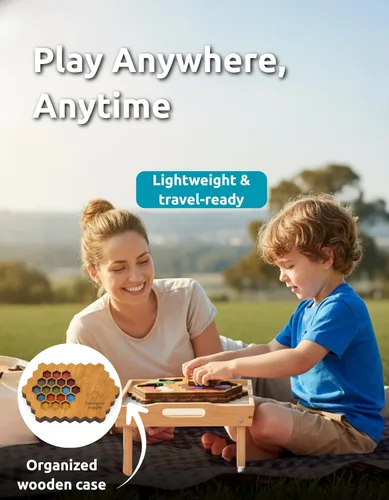 Miniatura 7 de Juego de rompecabezas hexagonal de madera para niños y adultos, juego de rompecabezas de bloques hexagonales hecho a mano con precisión, colorido