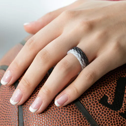 Miniatura 4 de ROQ - Anillos de boda de goma de silicona para mujer, anillo de boda de goma delgado, juego de joyería nupcial, anillos de aniversario, anillo