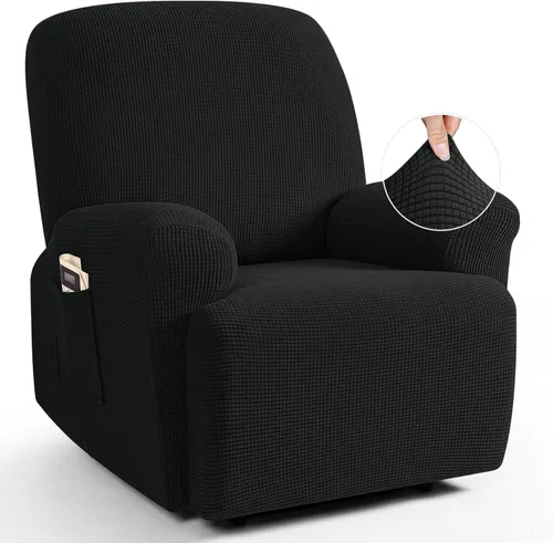 Miniatura 11 de TAOCOCO Funda reclinable de 4 piezas, funda elástica para sofá reclinable de 4 piezas, funda reclinable con 1 asiento, protector suave, fundas