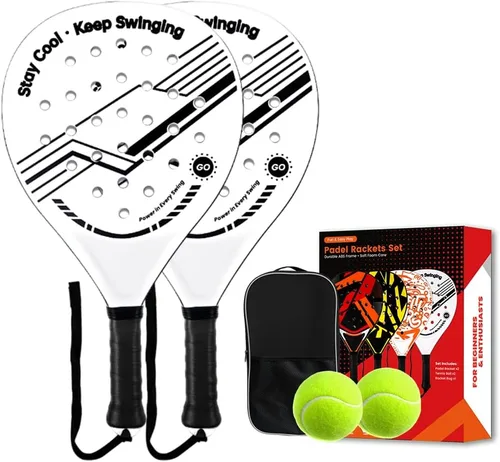 Miniatura 8 de Padel Racket Set of 2 - ABS Surface & EVA Foam Core, Beach Paddle Tennis Racquets for Adults, Including 2 Balls & Carry Bag - Outdoor, Sand, Amarillo
