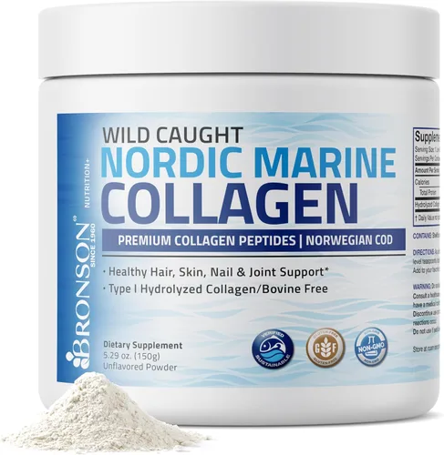 Bronson Péptidos marinos de colágeno hidrolizado proteína en polvo 100% capturado en la naturaleza, bacalao nórdico, fuente sostenible verificada