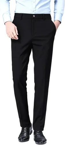 ESSYSHE Pantalones de vestir ajustados para hombre, pantalones de vestir cónicos con parte delantera plana, pantalones de vestir elásticos para