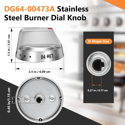 Miniatura 2 de DG64-00473A - Perilla de control de quemador, repuesto para horno, compatible con perilla de estufa de gas Samsung NX58H5600SS NX58F5700WS