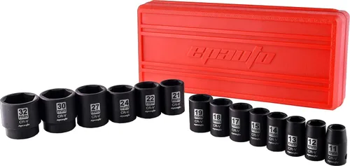 Miniatura 7 de EPAuto Juego de dados de impacto métricos poco profundos de 1/2 pulgada, Cr-V, 6 puntos, 14 dados