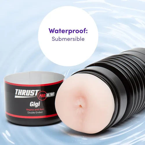 Miniatura 6 de Lovehoney Thrust Pro Ultra Gigi - Masturbador masculino de doble extremo, vagina y culo realistas de 6.5 pulgadas con canal texturizado, juguetes
