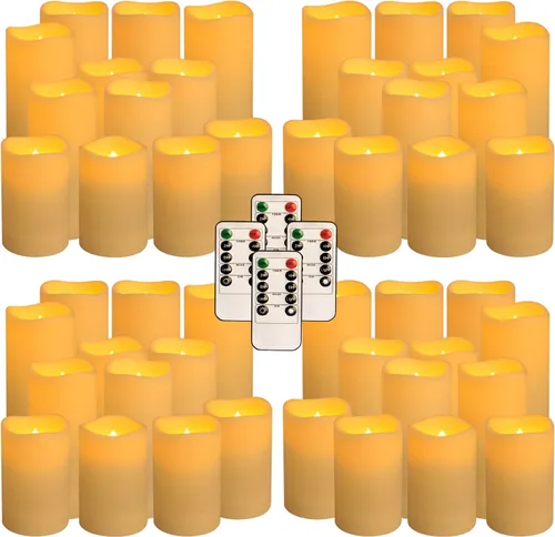 Miniatura 20 de fclayvts Paquete de 24 velas LED sin llama con control remoto, velas eléctricas parpadeantes, velas temporizadoras, llama 3D, para Halloween