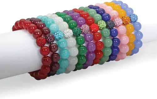 Miniatura 2 de PalmBeach - Pulsera elástica con piedra natal de ágata auténtica (0.394 pulgadas), 8 pulgadas de longitud