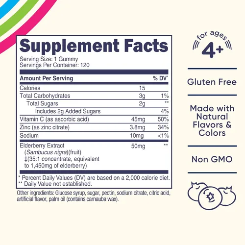 Miniatura 2 de Nutricost Gomitas de saúco para niños (50 mg) con zinc y vitamina C, 120 gomitas - Sin gluten, sin jarabe de maíz