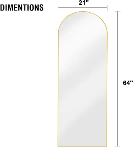 Miniatura 4 de OGCAU Espejo de longitud completa, 65 x 22 pulgadas, espejo arqueado de cuerpo completo, para colgar, inclinado o de pie, montado en la pared