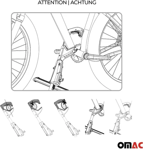 Miniatura 7 de OMAC Soporte para bicicleta de montaje en techo para coche, portador de bicicleta, universal, con cerradura negra