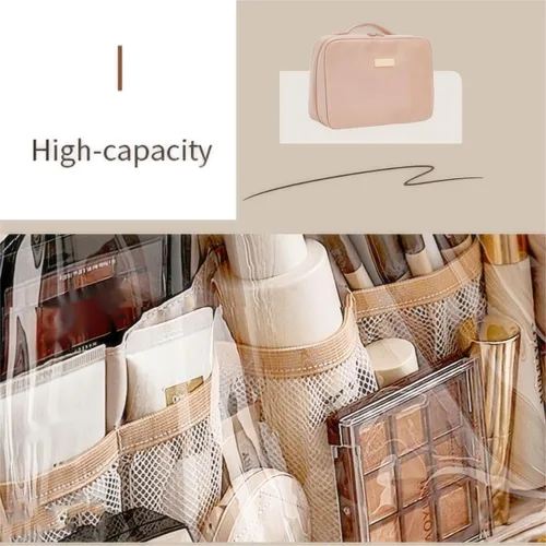 Miniatura 4 de Bolsa cosmética portátil de gran capacidad, Productos para el cuidado de la piel, Bolsa de almacenamiento de cepillo de maquillaje, Bolsa de Rosa