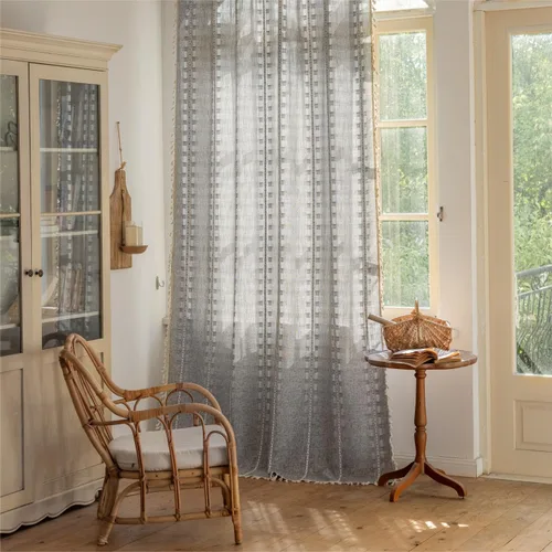 Miniatura 14 de Sutuo Home - Cortinas bohemias negras de 84 pulgadas de largo para dormitorio y guardería, cortinas de estilo rústico con dobladillo para barra