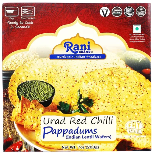 Miniatura 10 de Rani Pappadums (aperitivo de oblea de lentejas indias) Papad de pimienta negra, 7 onzas (7.05 oz) aproximadamente 15 unidades, 7 pulgadas, paquete