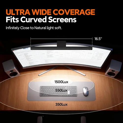 Miniatura 2 de LYMAX Barra de luz para monitor, lámpara de computadora USB para cuidado de los ojos, barra de luz de pantalla regulable, apta para todos