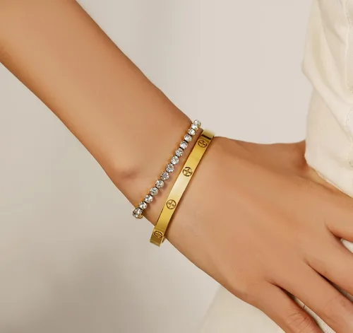 Miniatura 18 de Regalo de Navidad MVCOLEDY Jewelry - Pulsera chapada en oro o blanco con piedra de corazón de acero inoxidable con cristal para mujer