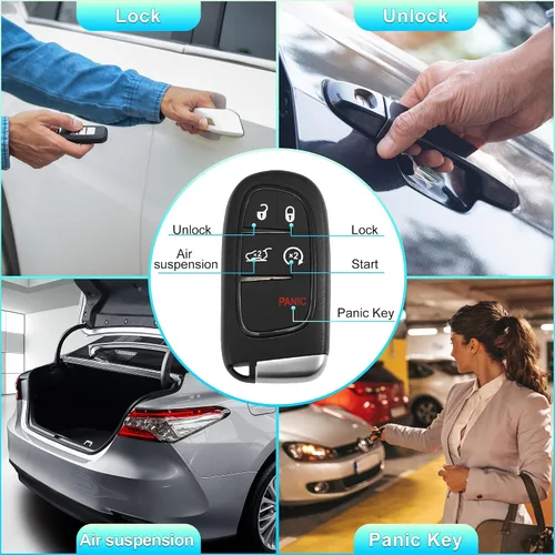 Miniatura 4 de X AUTOHAUX 433MHz GQ4-54T Reemplazo inteligente Proximit llave remota entrada sin llave alarma para Dodge para Ram 1500 2500 3500 2013-2019 camión