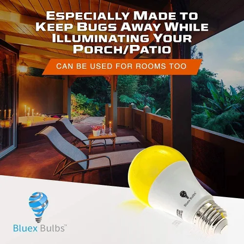 Miniatura 4 de BlueX - Paquete de 4 bombillas LED A19 color amarillo ámbar, sin luz azul, 650 lúmenes, base media E26 de 120 V, 9.5 W (reemplazo de 60 vatios)