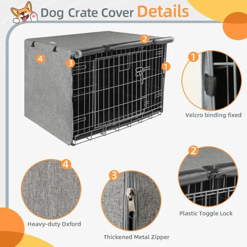 Miniatura 3 de Seiyierr Funda para jaula de perro – Fundas para perrera para jaula de perros de 30 pulgadas, poliéster de doble puerta para jaula de alambre