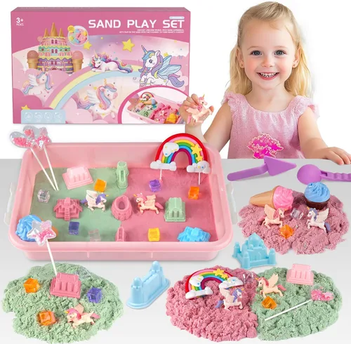 Miniatura 8 de Aliex Contenedor Sensorial de Granja, Kits de Juguetes Sensoriales de Granja con 2.2 libras de Arena de Juego, 31 piezas de Animales y Camiones
