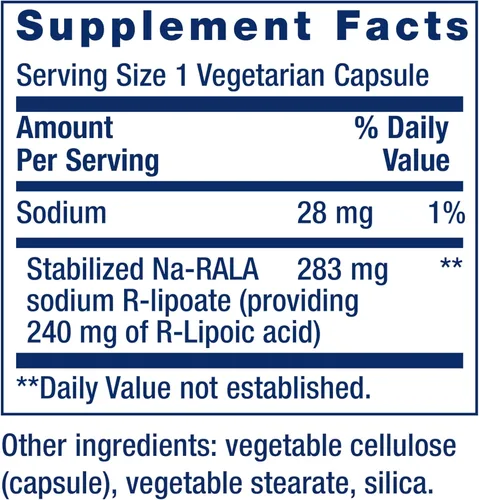 Miniatura 3 de Life Extension Ácido súper R-lipoico – Envejecimiento saludable, defensa del estrés oxidativo – con 240 mg de forma R activa de ácido R-lipoico