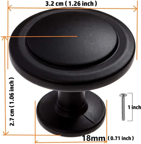 Miniatura 3 de Paquete de 20 pomos para muebles de gabinete de 1-1/4 pulgadas, pomos de puerta de cajón, manijas de puerta de armario, perillas de gabinete