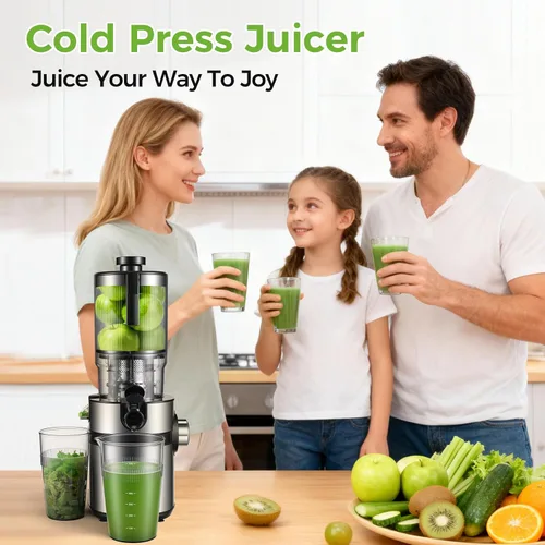 Miniatura 8 de OSTBA Exprimidor de prensa en frío, máquina exprimidora de canal de alimentación de 5 pulgadas de ancho para frutas y verduras enteras, exprimidor