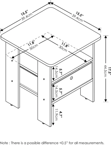 Miniatura 6 de Furinno Turn-N-Tube No Tools - Soporte de TV con centro de entretenimiento de 3 niveles, roble francés gris/negro y Andrey, mesa auxiliar, mesita
