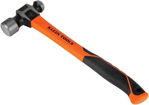 Klein Tools H80332 - Martillo de pelota, cabeza de 32 onzas, mango antideslizante de fibra de vidrio que absorbe los golpes con agujero de sujeción,