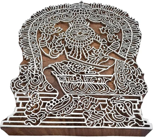 Miniatura 5 de Bloque de impresión con clase grande Lord Ganesha forma sello de madera grande