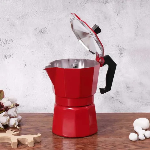 Miniatura 2 de Cafetera para estufa, 5.1 fl oz, 3 tazas de aluminio estilo italiano clásico, válvula de alivio de seguridad integrada con mango ergonómico