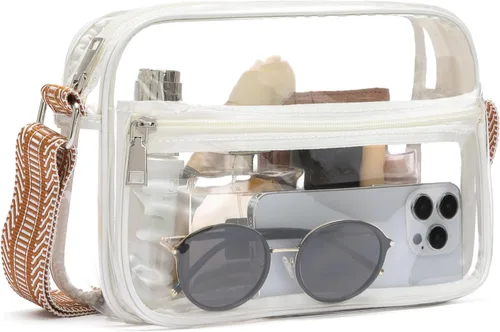 Miniatura 8 de BOSTANTEN Bolsa transparente para mujer, aprobada para estadios, bolsas transparentes pequeñas, bolso cruzado de moda para conciertos, eventos