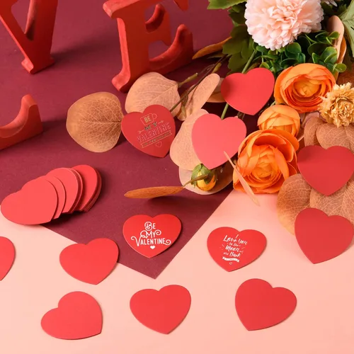 Miniatura 4 de 360 piezas de recortes de corazón pequeños con forma de corazón de papel de 2 pulgadas, confeti de corazones rojos de San Valentín, troqueles