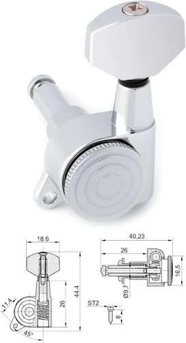 Miniatura 3 de Clavijas de afinación de cuerdas de guitarra con bloqueo Llaves de afinación Máquinas Cabezales Afinadores 1:18 Ración de engranajes 3L 3R