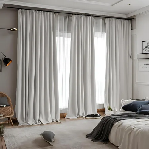 Miniatura 25 de Cortinas de lino sintético (2 paneles de 50 pulgadas de ancho x 108 pulgadas de largo, color blanco hueso)