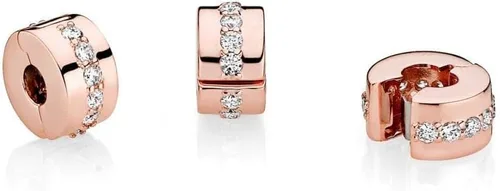 Miniatura 5 de Clip de fila brillante encanto chapado en oro rosa (rosa)