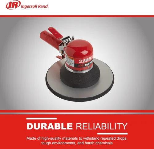 Miniatura 5 de Ingersoll Rand Lijadora de aire orbital con engranaje de doble acción 328B, almohadilla adhesiva de 8 pulgadas, órbita de 5/32 pulgadas, 825 RPM