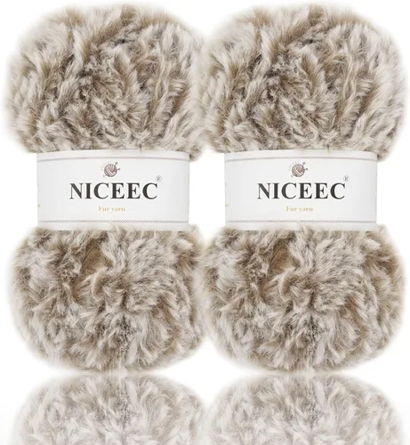Miniatura 106 de NICEEC Hilo de Pelo Sintético Super Suave, Grueso y Esponjoso, Hilo de Pestañas para Crochet y Tejido (Longitud Total 192m/9.1kg) - Otoño/300g