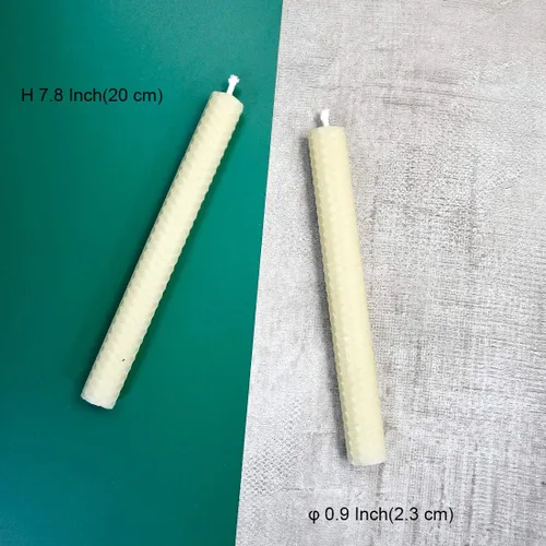 Miniatura 4 de Paquete de 4 velas cónicas de cera de abeja enrolladas a mano, sin goteo, aroma natural orgánico, 8 pulgadas en blanco hueso