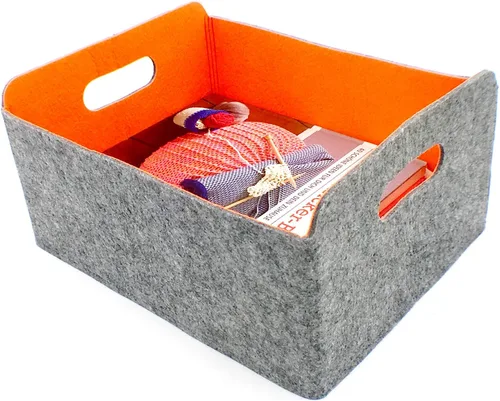 Miniatura 28 de Welaxy Cestas de almacenamiento plegables de fieltro, cubos de almacenamiento para estantes, caja de fieltro para niños, juguetes, revistas, libros