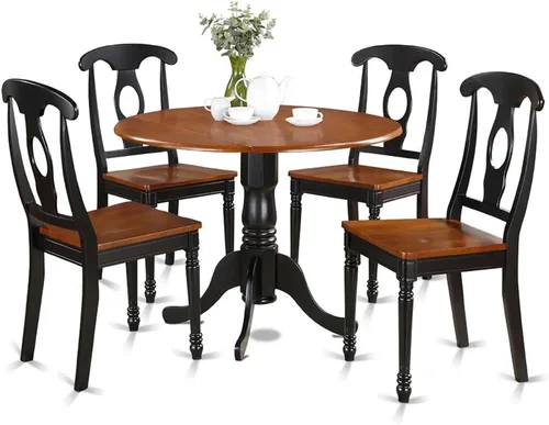 Miniatura 13 de East West Furniture DLKE3-BCH-LC - Juego de mesa de comedor moderno de 3 piezas que contiene una mesa redonda de madera con gotas y 2 sillas
