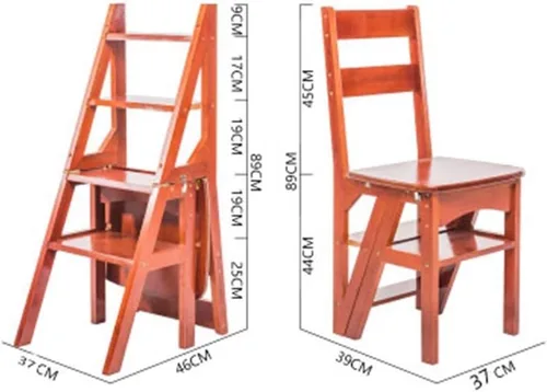 Miniatura 2 de Taburete de madera,Taburete de escalón,Taburete portátil,Renovación creativa plegable biblioteca plegable escalera silla silla uso oficina bambú