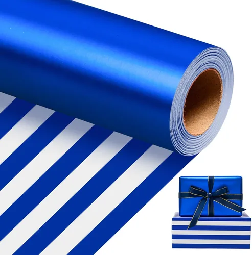 Miniatura 39 de Homeral Rollo de papel de regalo Jumbo de 30 pulgadas x 32.8 pies, color azul rey metálico para Navidad, cumpleaños, vacaciones, boda, baby shower