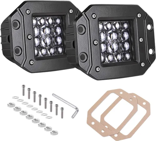 Miniatura 10 de 3" SAE luces antiniebla LED legales para la calle, aprobadas por DOT, cubos LED cuadrados, cápsulas de luz antiniebla de haz trun-cado, 2 piezas