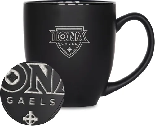 Miniatura 378 de Rico Industries - Taza de cerámica mate negra con grabado láser estándar de 15oz para NCAA (escuelas T & U) - Para bebidas calientes o frías