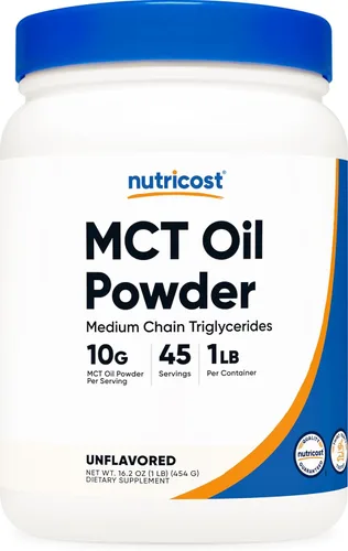 Miniatura 6 de Nutricost Aceite en polvo MCT de alta calidad de 0.5 libras, lo mejor para dietas cetogénicas, cetosis y cetogénicas, cero carbohidratos netos, sin