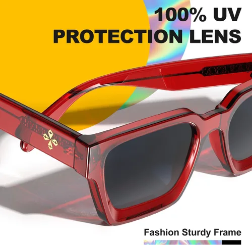 Miniatura 20 de VISOONE Moda 100% UV400 Protección Rectángulo TR90 Y2K Gafas de sol Accesorios para Mujeres Hombres RIVER, Carne de suelo/Gris Rosa