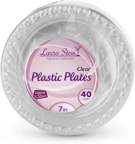 Miniatura 7 de Laura Stein - Platos desechables de plástico transparente de alta calidad, de gran peso, para postre, ideal para bodas, eventos, fiestas, catering