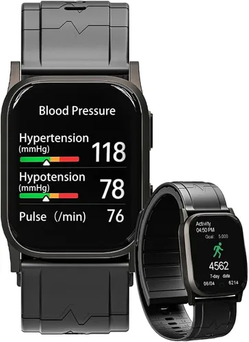 Reloj inteligente AI Grey Metal BP, FDA 510 (k) autorizado, presión arterial con bolsa de aire, seguimiento mental, velocidad, oxígeno en sangre,